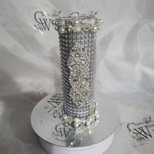 Load image into Gallery viewer, Bling Bouquet Holder, rhinestone crystal Diamonte holder, Rhinestone &amp; pearl Wedding Bouquet Holder , Glam Bling Bouquet Holders
