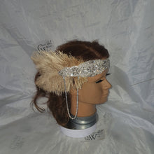 Load image into Gallery viewer, Feather hairpiece,The Great Gatsby 1920&#39;s feather rhinestone brooch.
