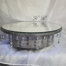 Load image into Gallery viewer, Wedding cake stand, glass Crystal rhinestone, droplet design+ LED lights, round or square all sizes. by Crystal wedding uk
