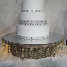 Load image into Gallery viewer, Wedding cake stand, glass Crystal rhinestone, droplet design+ LED lights, round or square all sizes. by Crystal wedding uk
