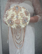 Load image into Gallery viewer, Crystal Brooch and Pearl drape bouquet by Crystal wedding uk
