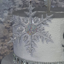 Load image into Gallery viewer, Snowflake Cake topper with AB crystal centres
