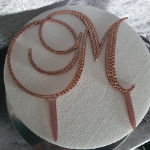 Load image into Gallery viewer, Swarovski Crystal Letter 8&quot; monogram lnitial, EXTRA LARGE rhinestone Cake Topper decor, Wedding cake topper jewel letters decorations.
