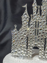 Load image into Gallery viewer, Castle Cake topper - Swarovski crystal elements - FAIRYTALE CASTLE design, Cake decoration by Crystal wedding uk
