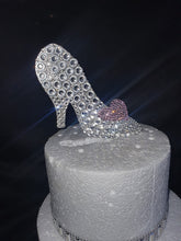 Load image into Gallery viewer, Glass Slipper Cake topper - Swarovski crystal elements - FAIRYTALE princess shoe cake decor, Cake decoration by Crystal wedding uk
