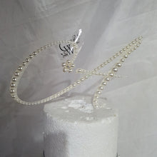 Load image into Gallery viewer, Pearl Initial Cake Topper: 4" Monogram Letter, Wedding Decor
