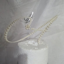 Load image into Gallery viewer, Pearl Initial Cake Topper: 4" Monogram Letter, Wedding Decor
