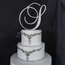 Load image into Gallery viewer, Letter cake topper monogram lnitial, rhinestone pearl cake topper 6” jewel cake topper letters decorations.
