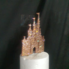 Load image into Gallery viewer, Castle Cake topper -rose-gold Swarovski crystal elements - FAIRYTALE CASTLE design, Cake decoration by Crystal wedding uk
