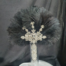 Load image into Gallery viewer, Feather Fan wedding bouquet, grey Ostrich feather bouquet or matching boutonniere by Crystal wedding uk
