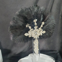 Load image into Gallery viewer, Feather Fan wedding bouquet, grey Ostrich feather bouquet or matching boutonniere by Crystal wedding uk
