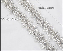 Load image into Gallery viewer, 1 yard sparkling SILVER GOLD or rosegold rhinestone embellishment chain trimming by Crystal Wedding UK
