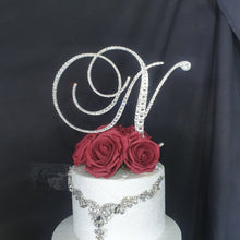 Load image into Gallery viewer, Crystal letter 6&quot; and rose topper A-Z custom- many colours by Crystal wedding uk
