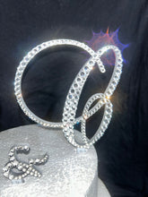 Load image into Gallery viewer, Custom Swarovski Crystal Monogram Cake Topper Set - Wedding Initial &amp; Sign
