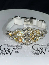 Load image into Gallery viewer, Personalised Luxury Velvet Dog Collar: Silver Rhinestones &amp; Pearls, Wedding Pet Collar
