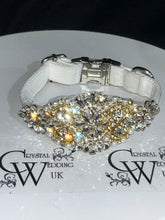 Load image into Gallery viewer, Personalised Luxury Velvet Dog Collar: Silver Rhinestones &amp; Pearls, Wedding Pet Collar
