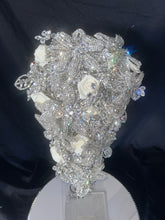 Load image into Gallery viewer, Diamante bouquet 10&quot; x 14&quot; brooch Jewel rhinestone crystal wedding bouquet Crystal Bridal Bouquet, rose cascade bouquet Crystal wedding uk
