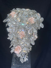 Load image into Gallery viewer, Diamante bouquet 10&quot; x 14&quot; brooch Jewel rhinestone crystal wedding bouquet Crystal Bridal Bouquet, rose cascade bouquet Crystal wedding uk
