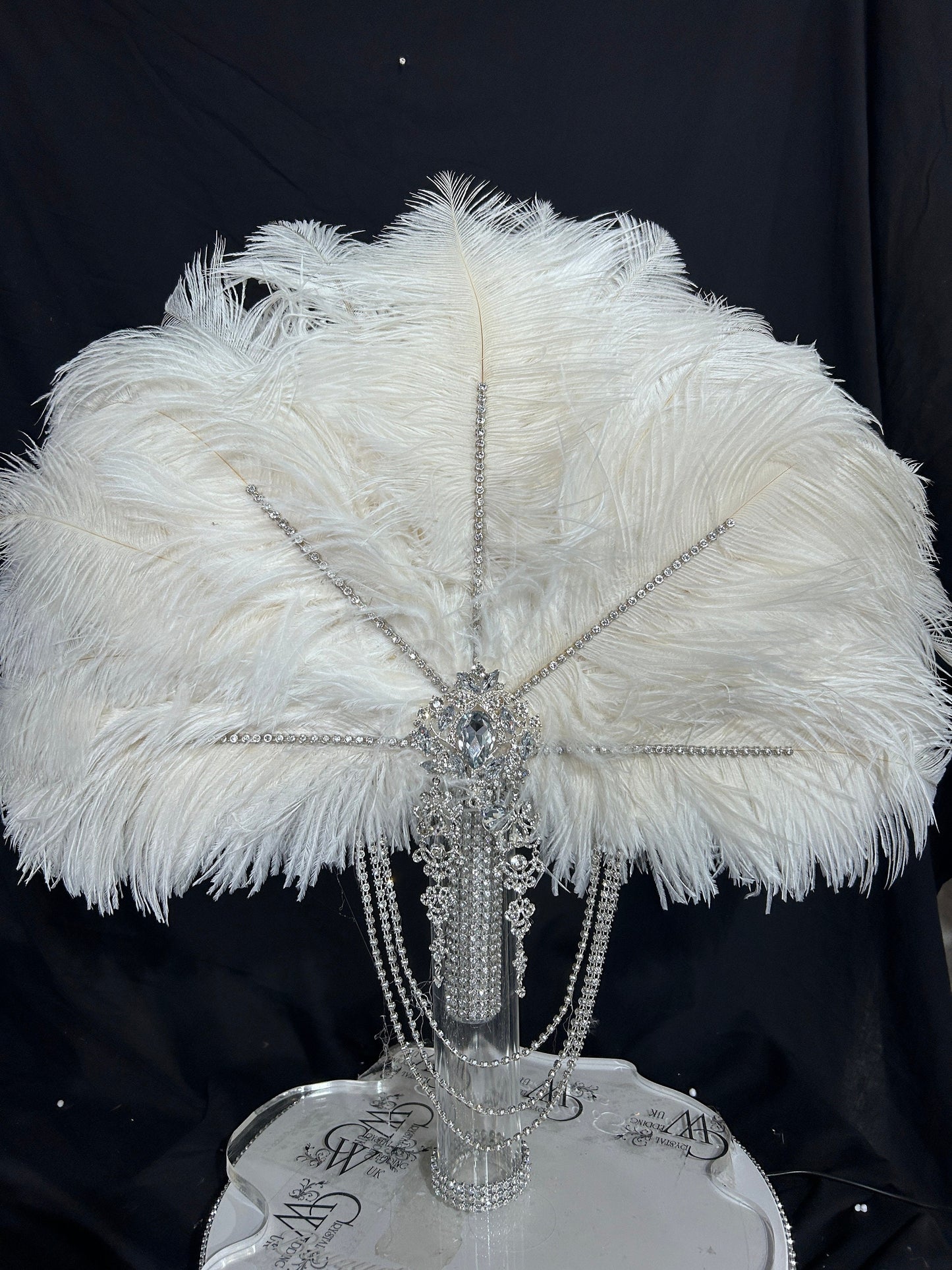 20" Wedding feather fan,ostrich fan, wedding hand fan, Great Gatsby any colour -custom made to order by Crystal Wedding UK
