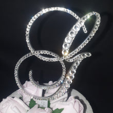 Load image into Gallery viewer, Real Crystal Letter 5" cake topper. Front &amp; back both covered rhinestones,Cake Topper decor, Wedding rhinestone cake topper,any jewel letter
