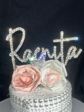Load image into Gallery viewer, Stunning Crystal Cake topper, 6&#39;&#39; in any Letter,personalised name cake topper, rhinestone bling, pearls cake topper
