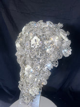 Load image into Gallery viewer, Diamante bouquet, rose &amp; brooch Jewel rhinestone crystal wedding bouquet Crystal Bridal Bouquet, rose cascade bouquet Crystal wedding uk
