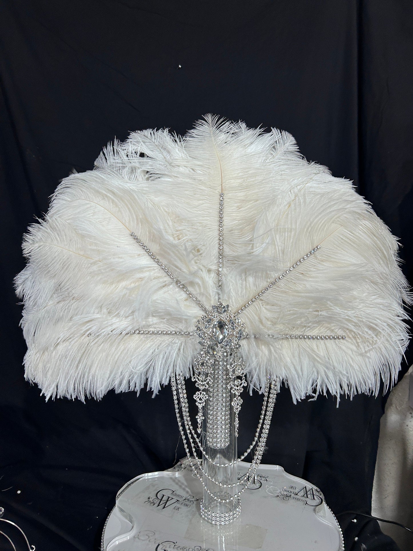 20" Wedding feather fan,ostrich fan, wedding hand fan, Great Gatsby any colour -custom made to order by Crystal Wedding UK