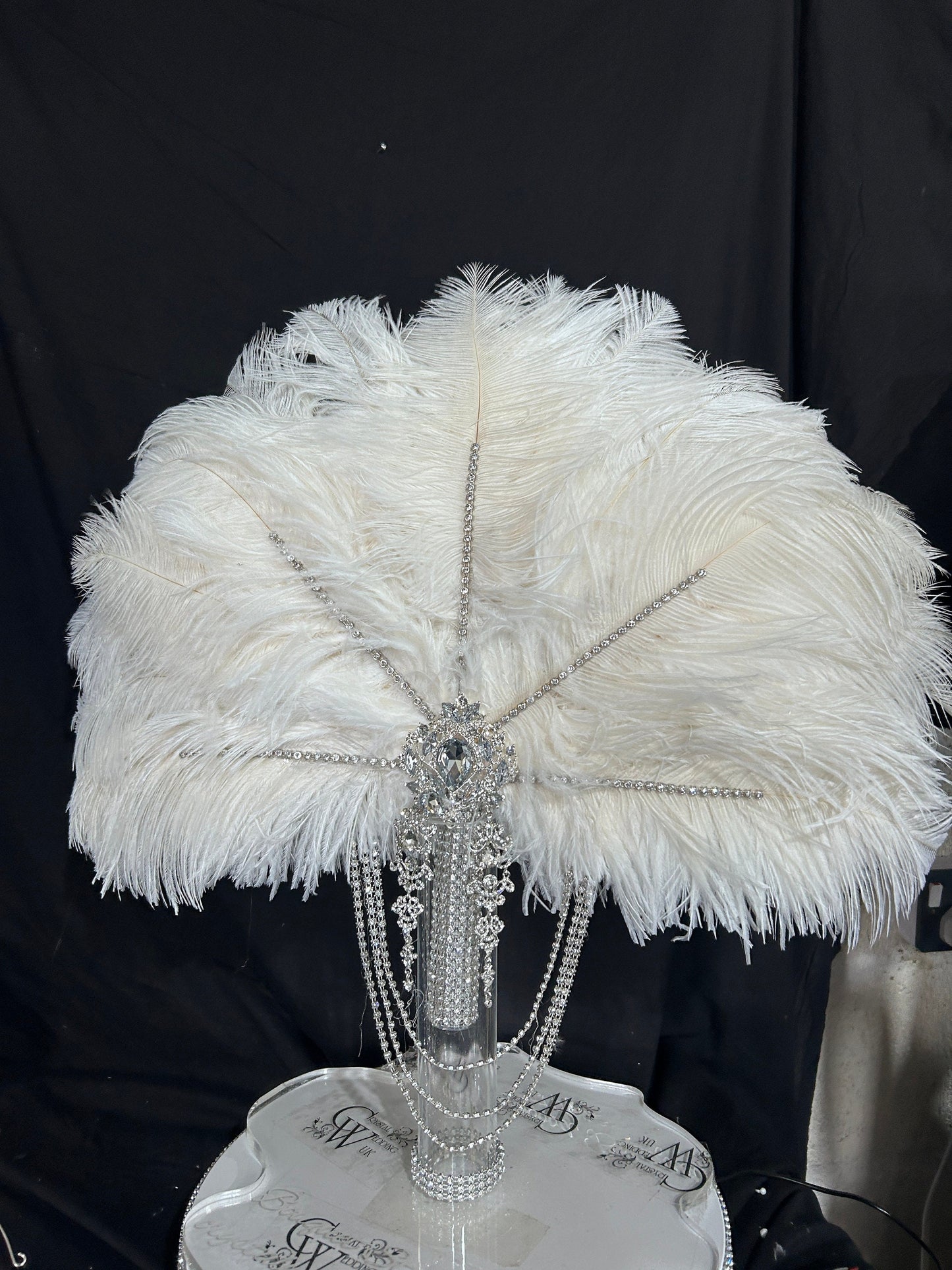 20" Wedding feather fan,ostrich fan, wedding hand fan, Great Gatsby any colour -custom made to order by Crystal Wedding UK