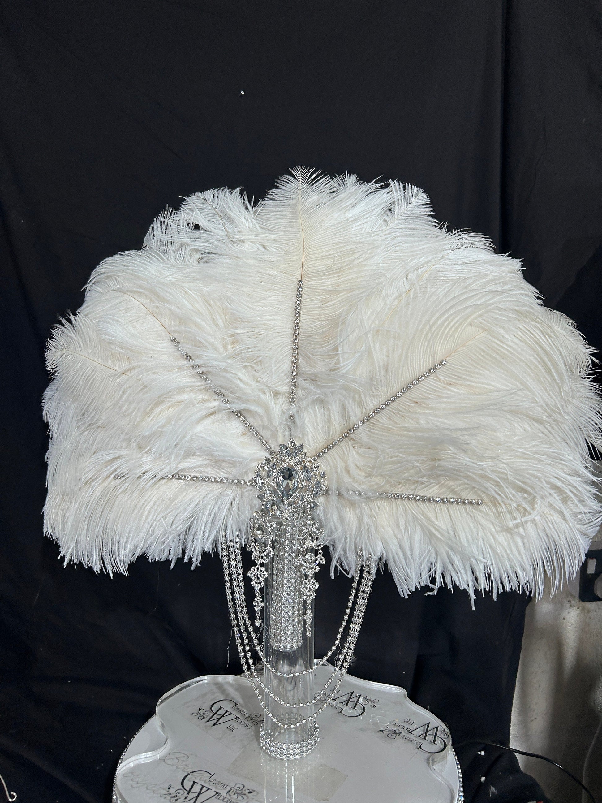 20" Wedding feather fan,ostrich fan, wedding hand fan, Great Gatsby any colour -custom made to order by Crystal Wedding UK