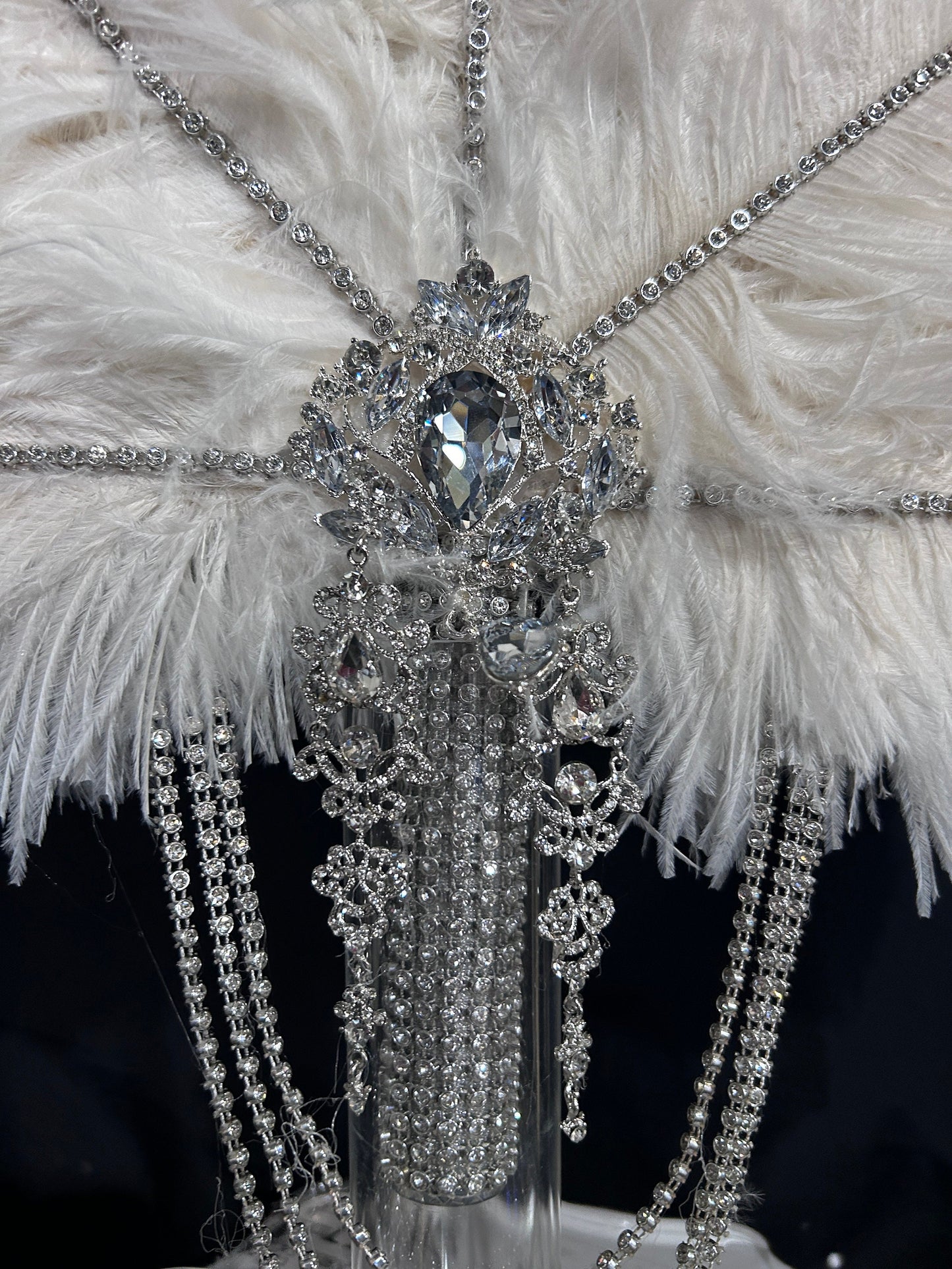 20" Wedding feather fan,ostrich fan, wedding hand fan, Great Gatsby any colour -custom made to order by Crystal Wedding UK