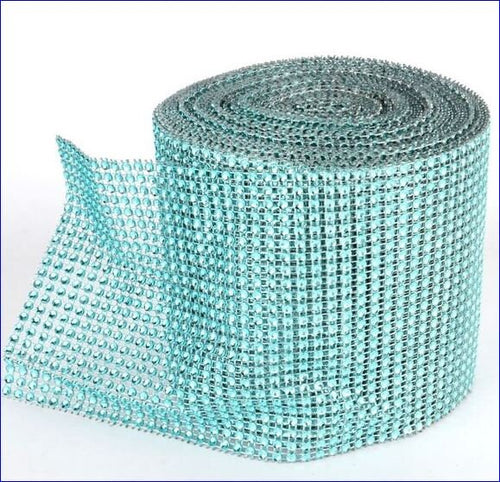 Aqua Diamante ribbon, Crystal effect cake trim, BUY 1 GET 1 FREE diamond mesh, bling mesh 1 Meter cake trim. by Crystal wedding uk