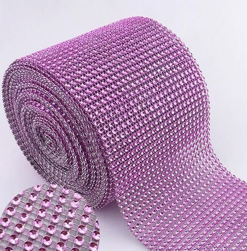 Rose pink Diamante ribbon, Crystal effect cake trim, BUY 1 GET 1 FREE diamond mesh, bling mesh 1 Meter cake trim. by Crystal wedding uk