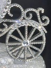 Load image into Gallery viewer, Cinderella Carriage Cake topper -Swarovski crystal elements WERE ENGAGED, fairytale Princess carriage, Cake decoration by Crystal Wedding UK
