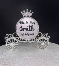 Load image into Gallery viewer, Carriage Cake topper - Swarovski crystal elements - FAIRYTALE Princess carriage design, Cake decoration by Crystal wedding uk
