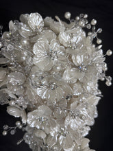 Load image into Gallery viewer, Ivory flower bouquet, rhinestone bridal flowers
