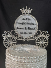 Load image into Gallery viewer, Personalised Carriage Cake topper- Swarovski crystal elements - FAIRYTALE Princess carriage design, Cake decoration by Crystal Wedding UK
