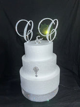 Load image into Gallery viewer, Custom Swarovski Crystal Monogram Cake Topper - Wedding Initial Set
