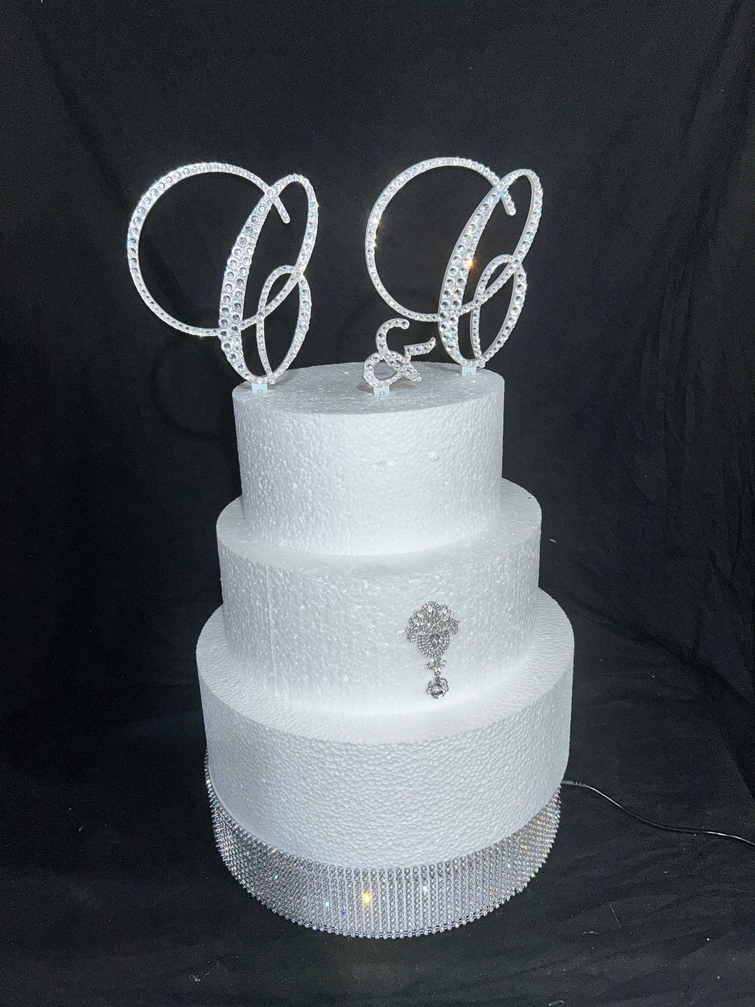 Custom Swarovski Crystal Monogram Cake Topper - Wedding Initial Set