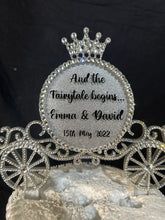 Load image into Gallery viewer, Personalised Carriage Cake topper- Swarovski crystal elements - FAIRYTALE Princess carriage design, Cake decoration by Crystal Wedding UK
