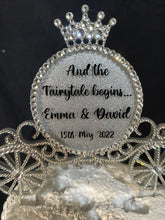 Load image into Gallery viewer, Personalised Carriage Cake topper- Swarovski crystal elements - FAIRYTALE Princess carriage design, Cake decoration by Crystal Wedding UK
