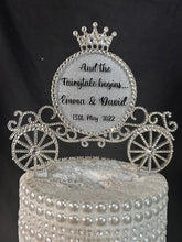 Load image into Gallery viewer, Personalised Carriage Cake topper- Swarovski crystal elements - FAIRYTALE Princess carriage design, Cake decoration by Crystal Wedding UK
