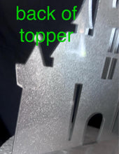Load image into Gallery viewer, Fairytale Castle Cake Topper: Glitter Effect Acrylic Wedding Decoration
