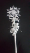 Load image into Gallery viewer, Snowflake wand, flower girl bridesmaid, Winter wedding by Crystal wedding uk
