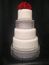 Load image into Gallery viewer, Faux Crystal Diamante cake separator 6" 8" 10" 12" &amp; light feature by Crystal wedding uk
