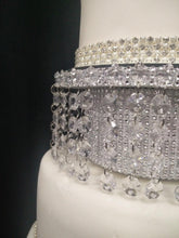 Load image into Gallery viewer, Faux Crystal Diamante cake separator 6" 8" 10" 12" &amp; light feature by Crystal wedding uk
