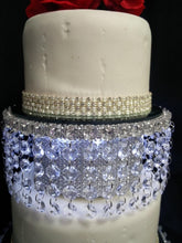 Load image into Gallery viewer, Faux Crystal Diamante cake separator 6" 8" 10" 12" &amp; light feature by Crystal wedding uk
