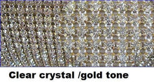 Load image into Gallery viewer, Clear crystal ribbon banding cake ribbon 1 yard REAL GEM STONES ss18 diamante with Superior sparkle by Crystal wedding uk
