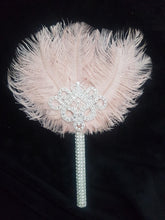 Load image into Gallery viewer, Bridesmaids Feather wand Fan, brooch bouquet, Alternative Bouquet by Crystal wedding uk
