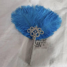 Load image into Gallery viewer, Bridesmaids Feather wand Fan, brooch bouquet, Alternative Bouquet by Crystal wedding uk
