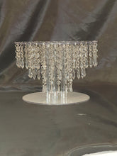 Load image into Gallery viewer, Wedding cake stand, Tiered style, acrylic faux crystal chandelier cake stand+ LED by Crystal wedding uk
